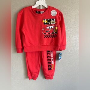 Cars Lightning McQueen size 2T kids matching crewneck sweatshirt sweatpants set